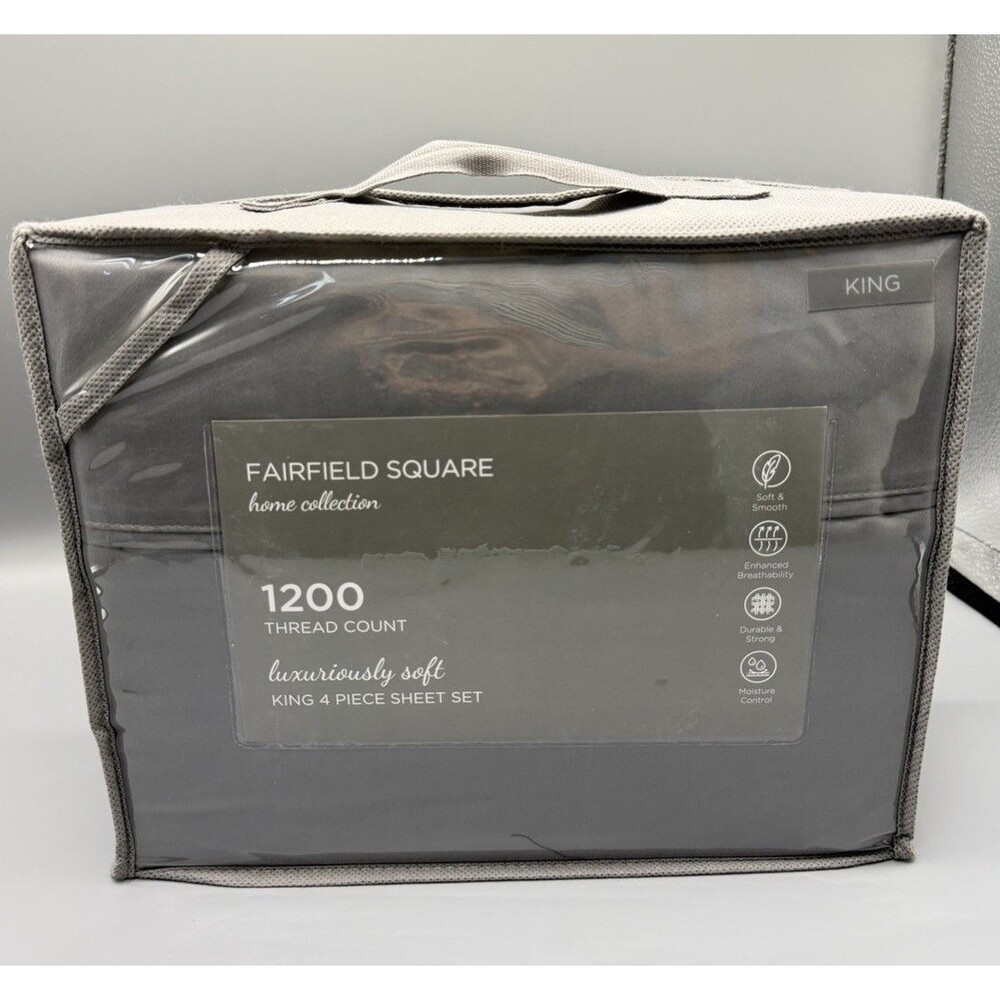 Fairfield Square Collection King Sheet Set Dark Grey 1200 Thread Count